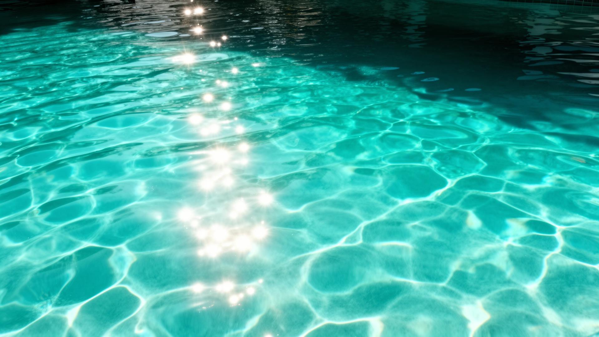 Backyard swimming pool with slightly cloudy water being assessed by PoolPilot AI